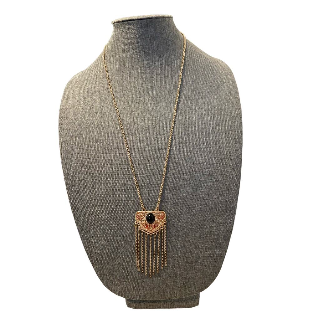 boho fringe pendant necklace